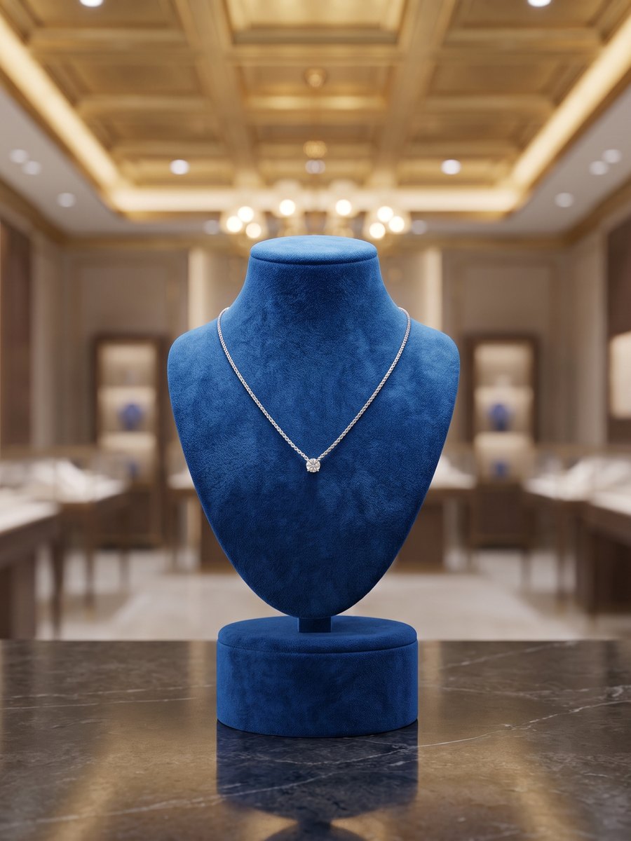 Collana punto luce con diamante solitario su catena sottile in oro bianco, da Lalinga Oro a Taranto